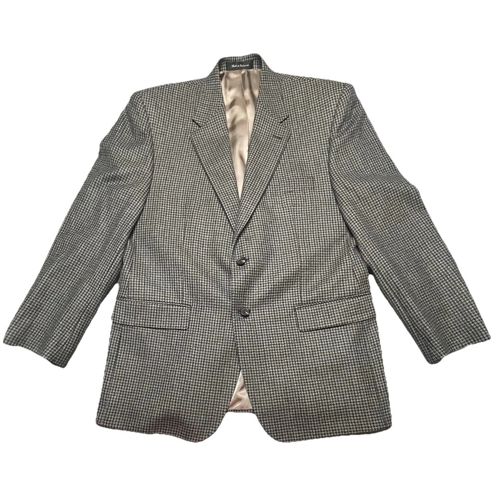 Chaps Men's Blazer Jacket SportsCoat Houndstooth 100% Lambswool Size‎ 42R